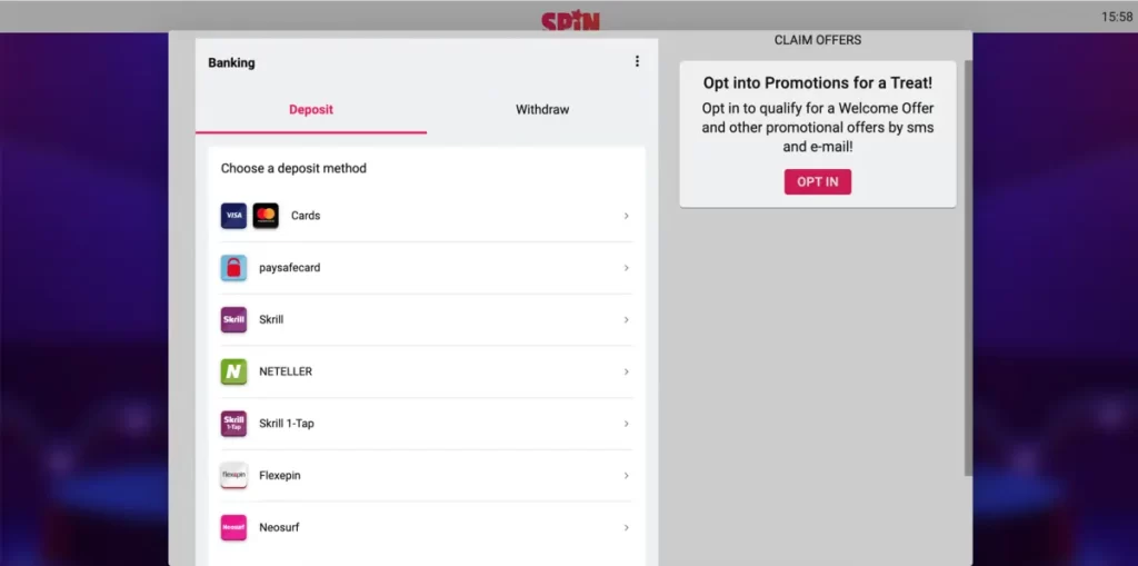 spin casino banking options, deposits and withdrawals