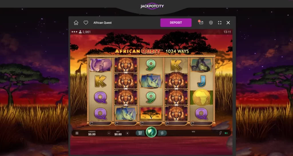 Jackpot City African Quest pokie