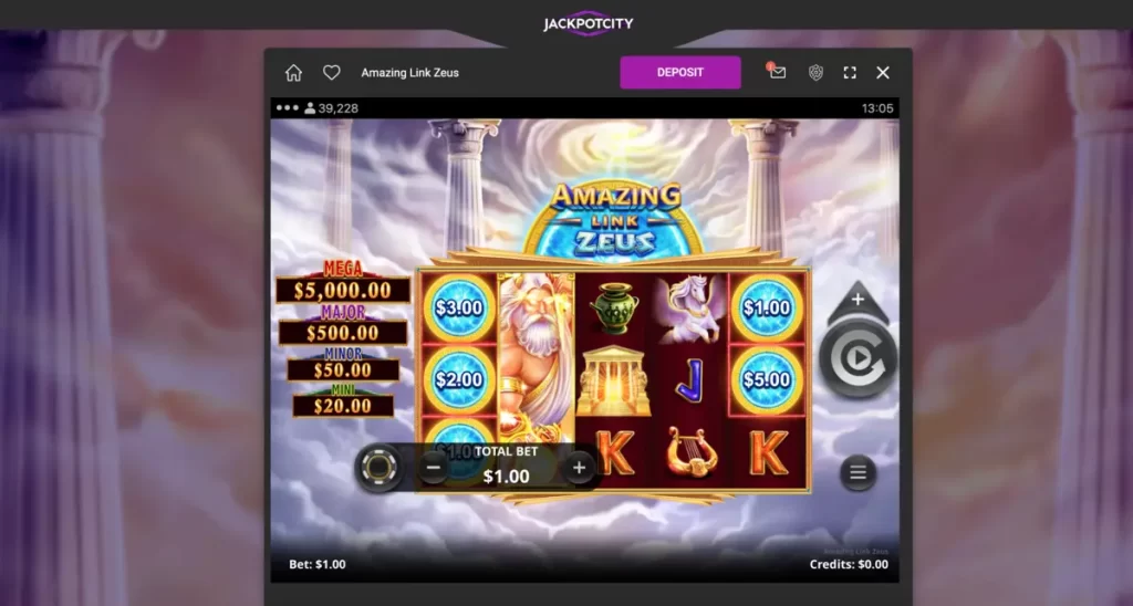 Jackpot City Amazing Link Zeus pokie