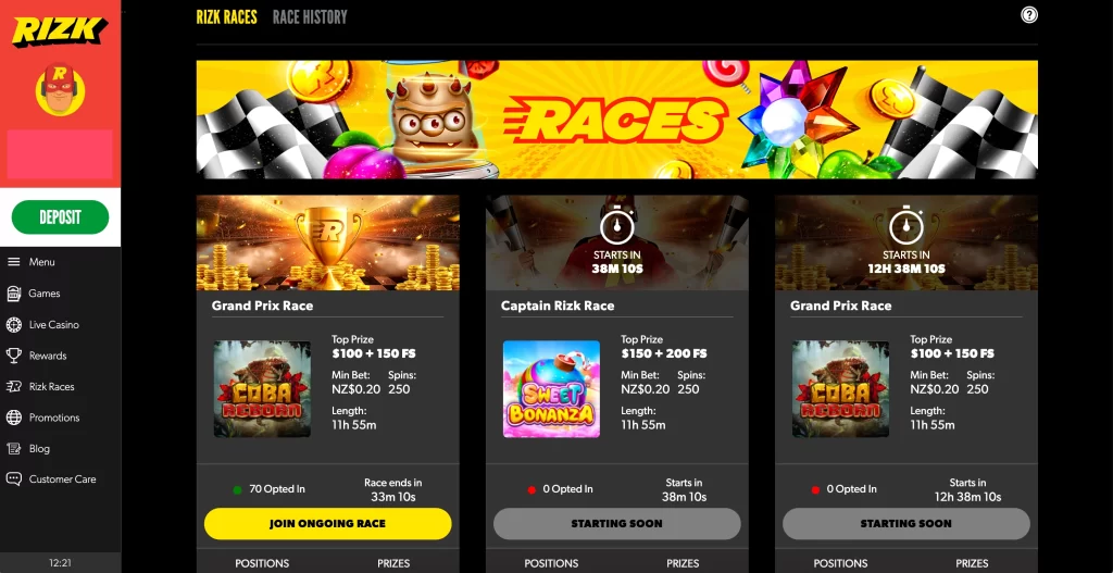 Rizk Casino races