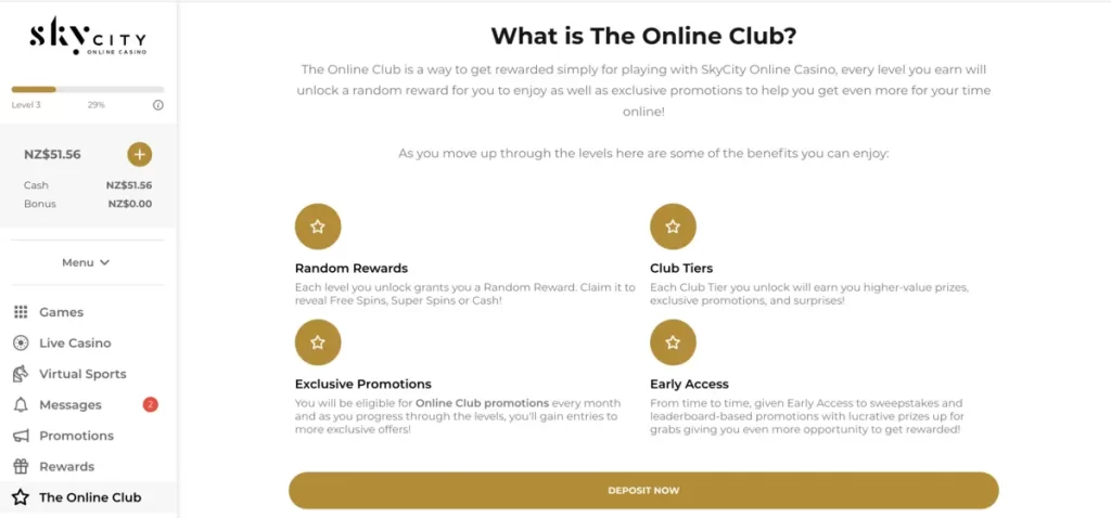 skycity online casino review - loyalty program