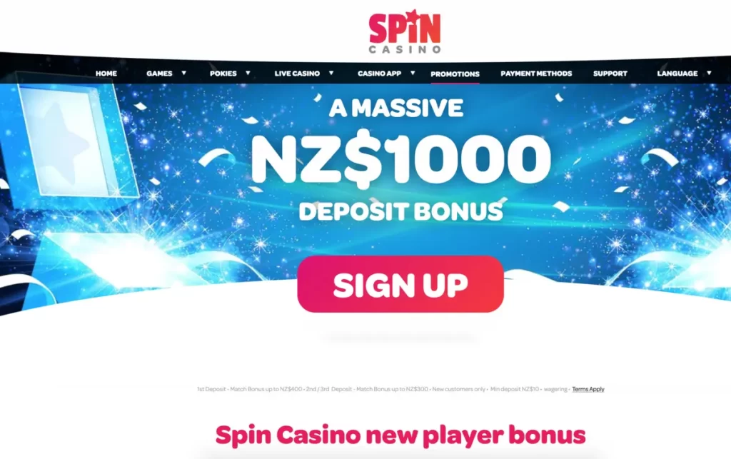 Spin Casino welcome offer