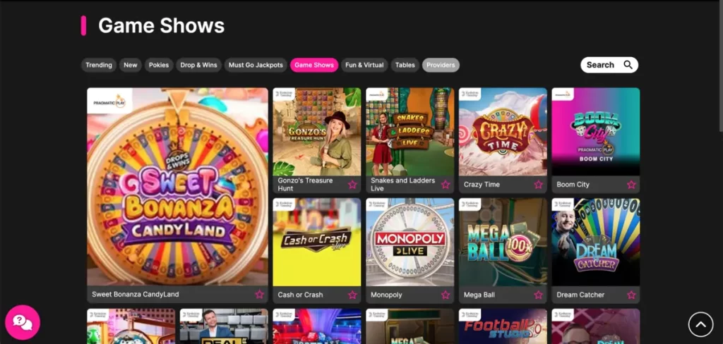 SpinYoo casino game shows jackpots